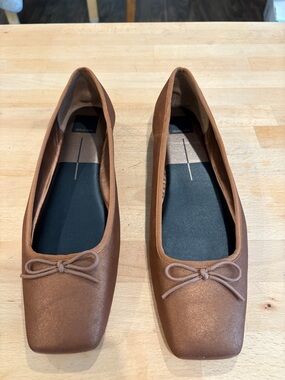 Dolce Vita Women’s Brown Square-Toe Ballet Flats with Bow